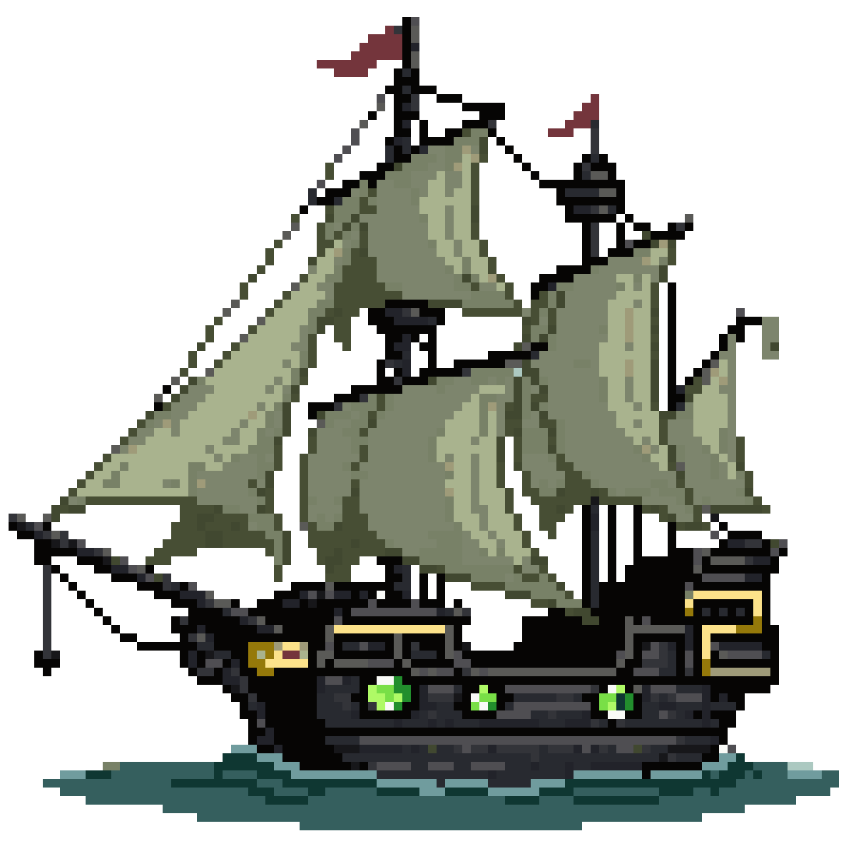 Haunted Ghost Galleon Sprite pixel art