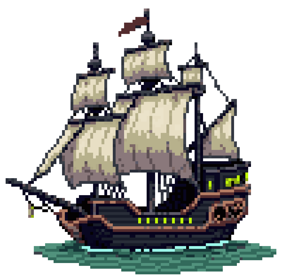 Haunted Ghost Galleon Sprite pixel art