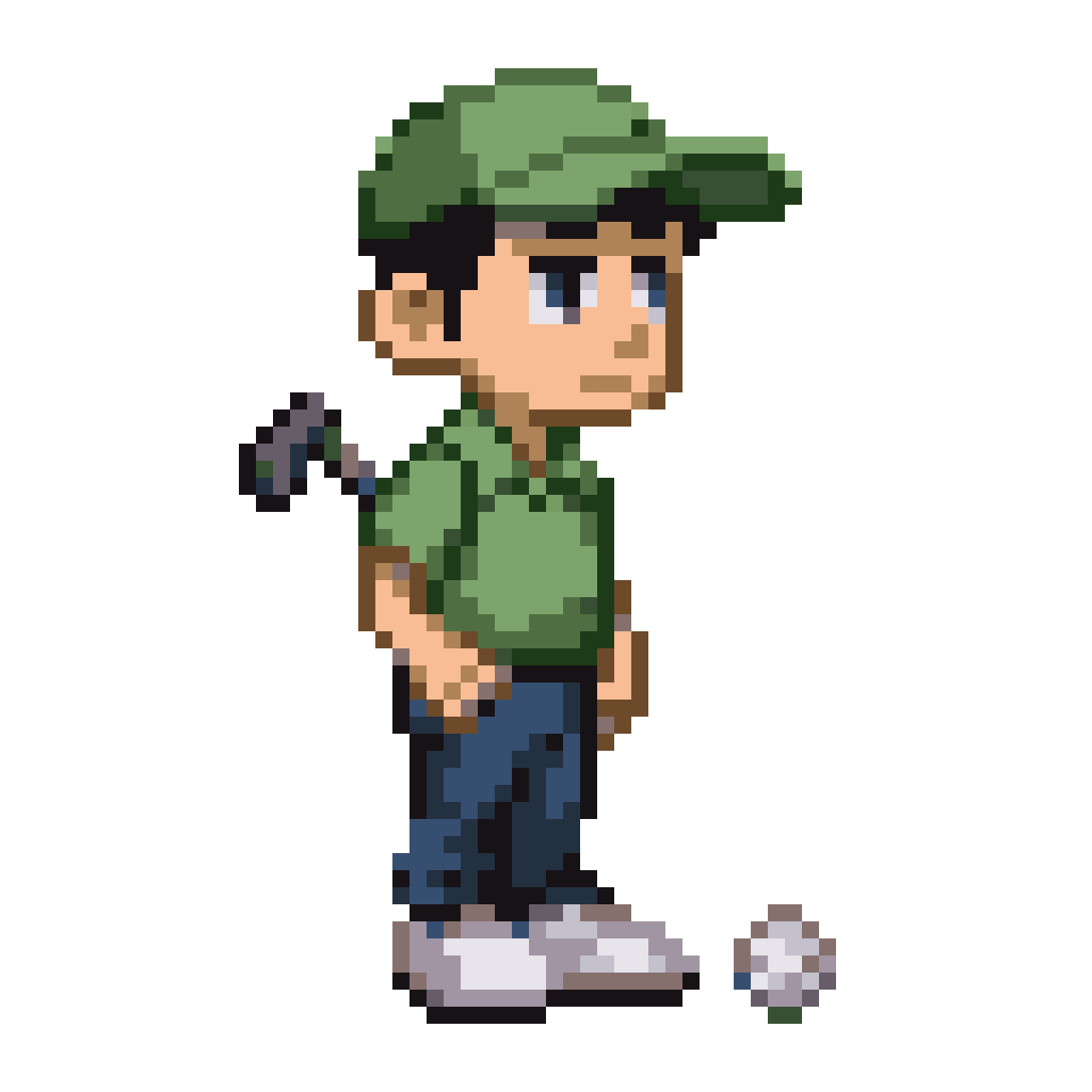 male golfer in green cap pixel art