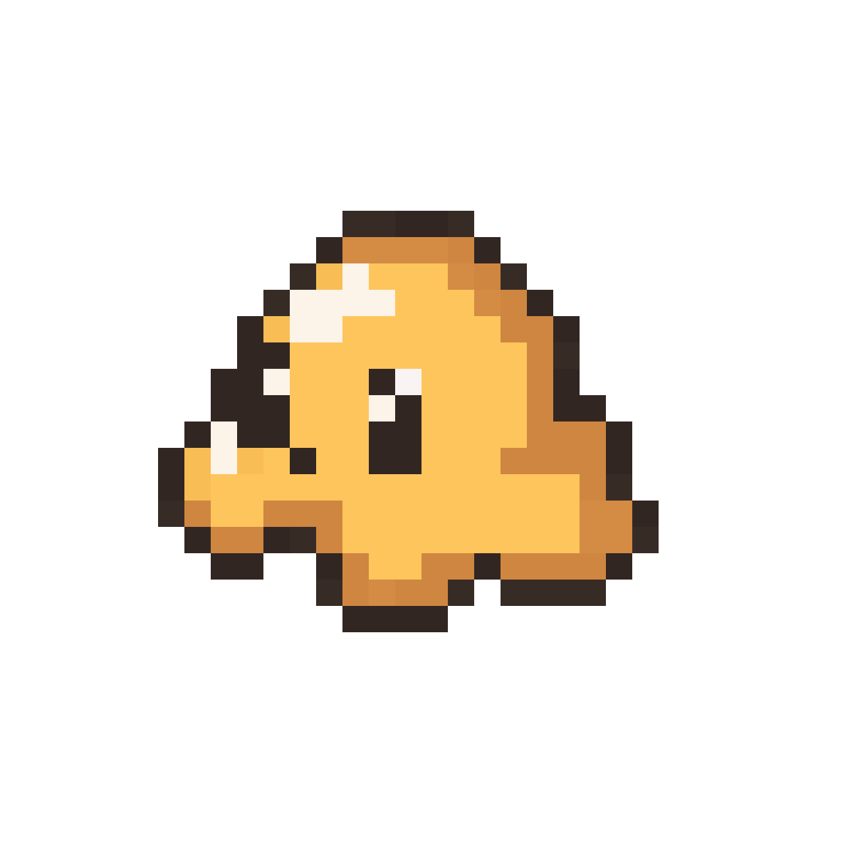 Butter-colored slime with eyes and mouth pixel art
