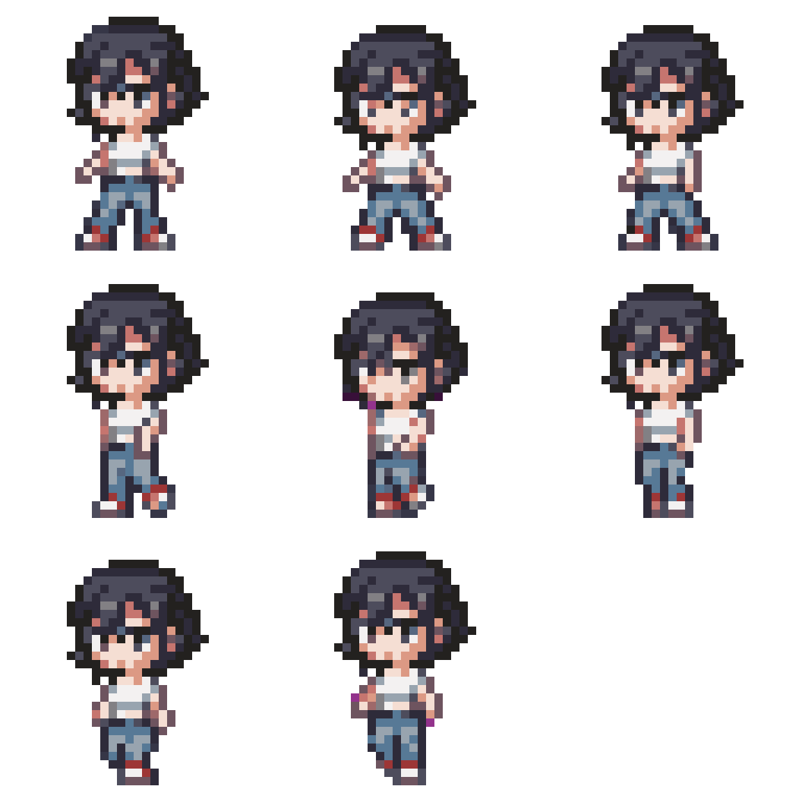 Cute girl chibi character sprite Walking pixel art