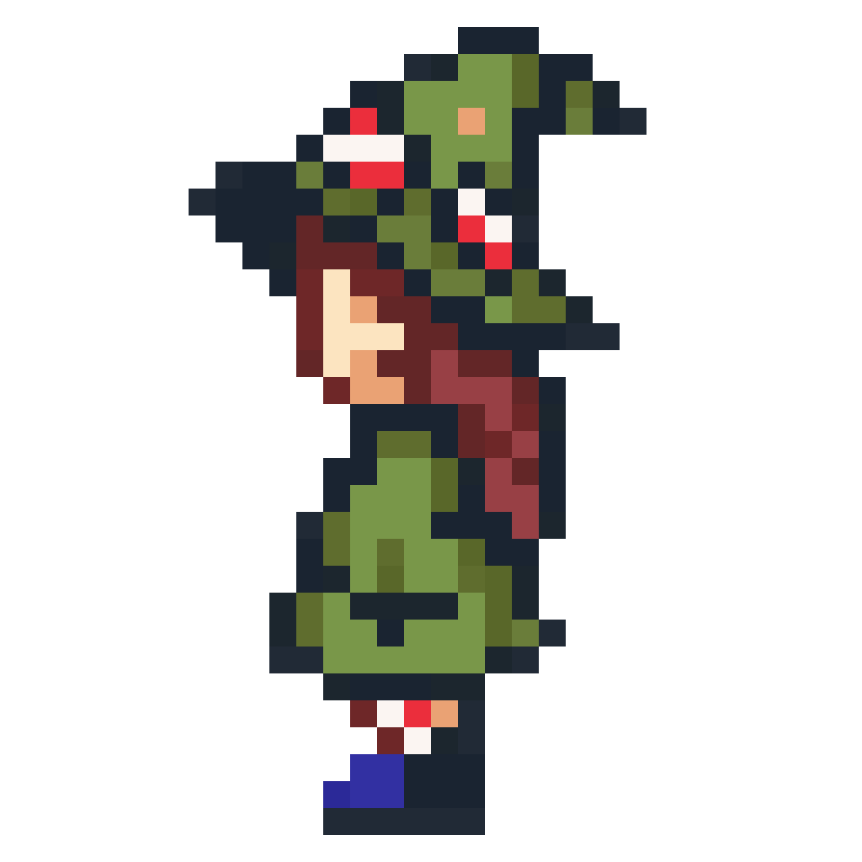 tiny witch girl with frog hood pixel art