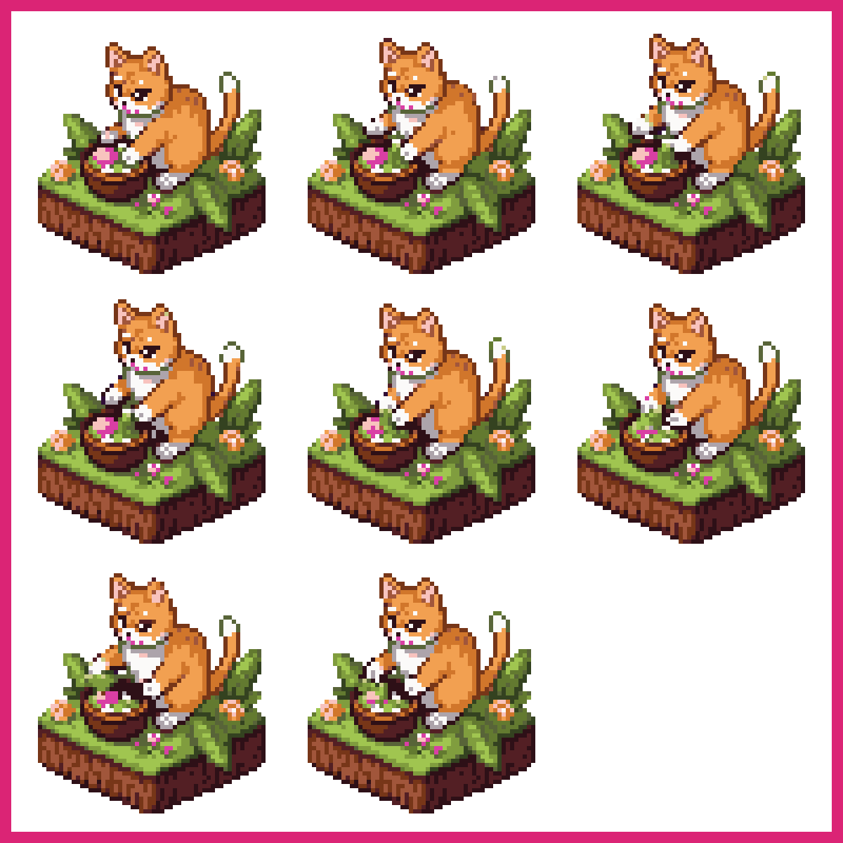 Pixel cat sorting leaves flowers and bark Sort Herbs
