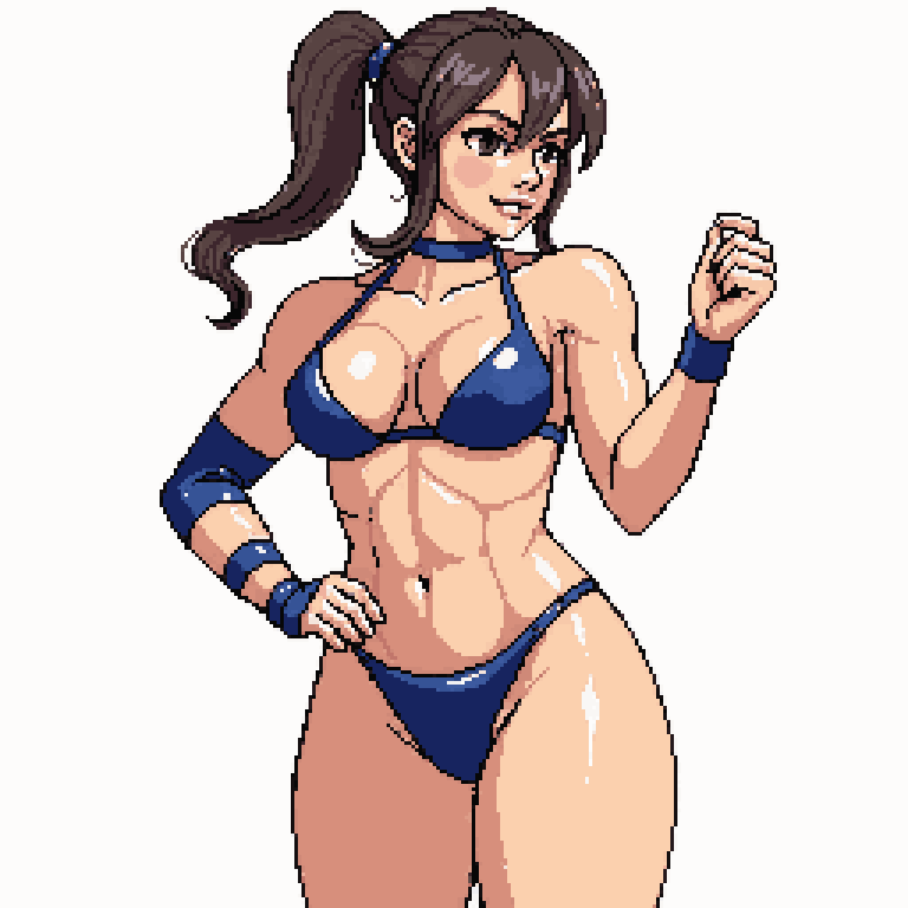 female japanese wrestler bad girl in bikini pixel art