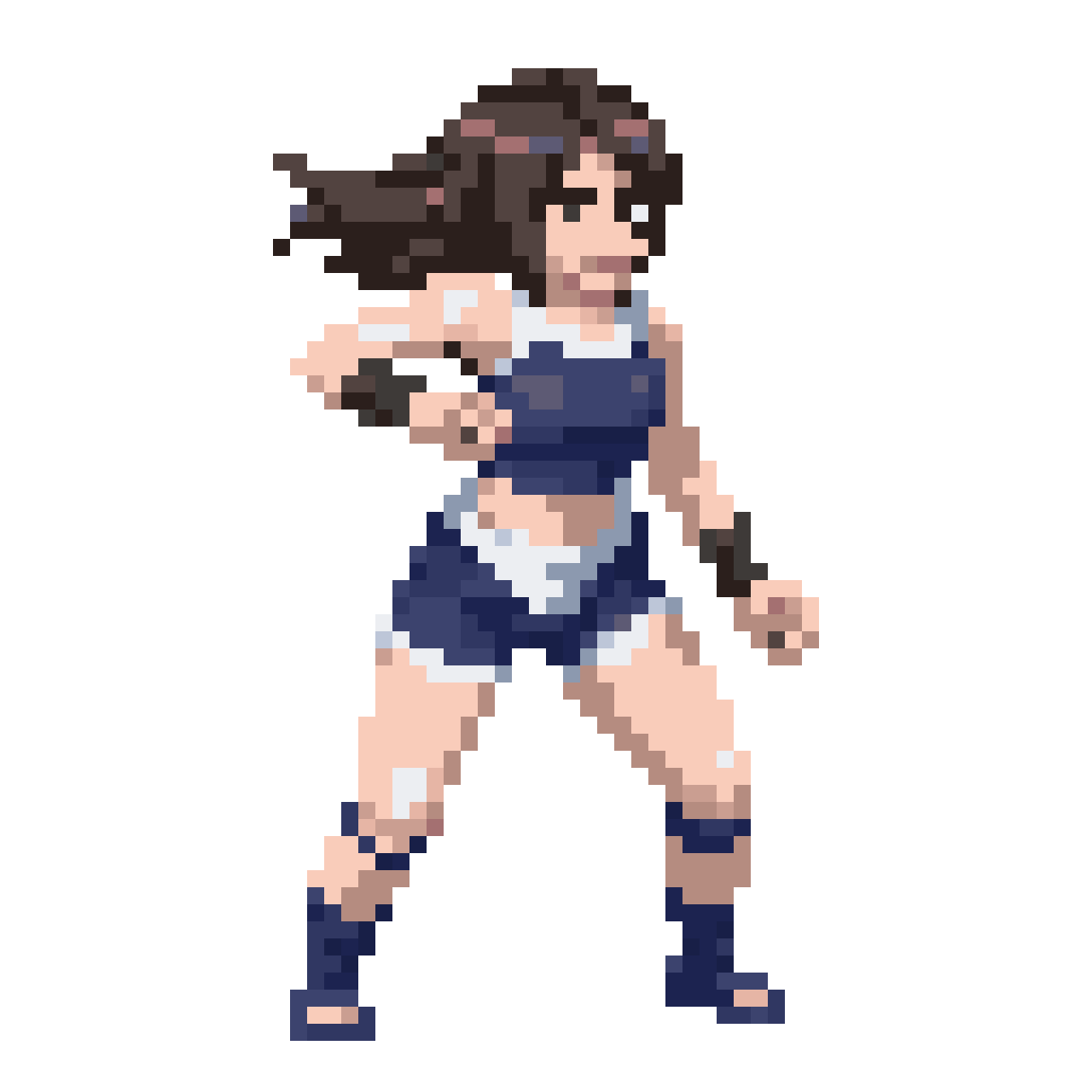 female japanese wrestler engaging pixel art