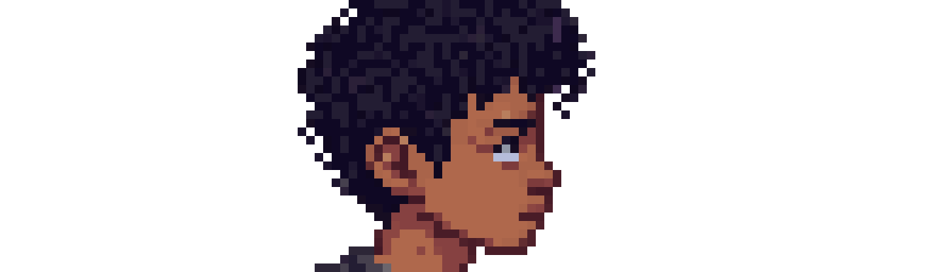 Brown boy from Pakistan with curly hair pixel art