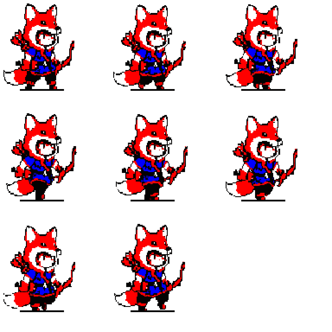 Red Fox Archer Walking pixel art