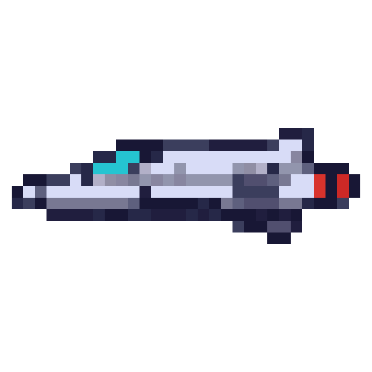 White Triangular Spaceship with Blue Cockpit pixel art