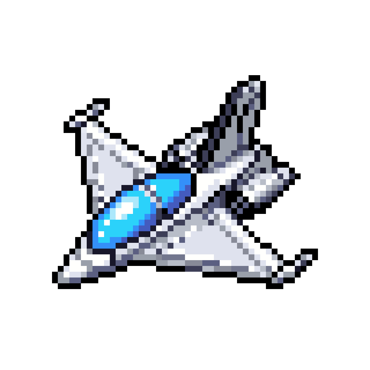 White Triangular Spaceship with Blue Cockpit pixel art