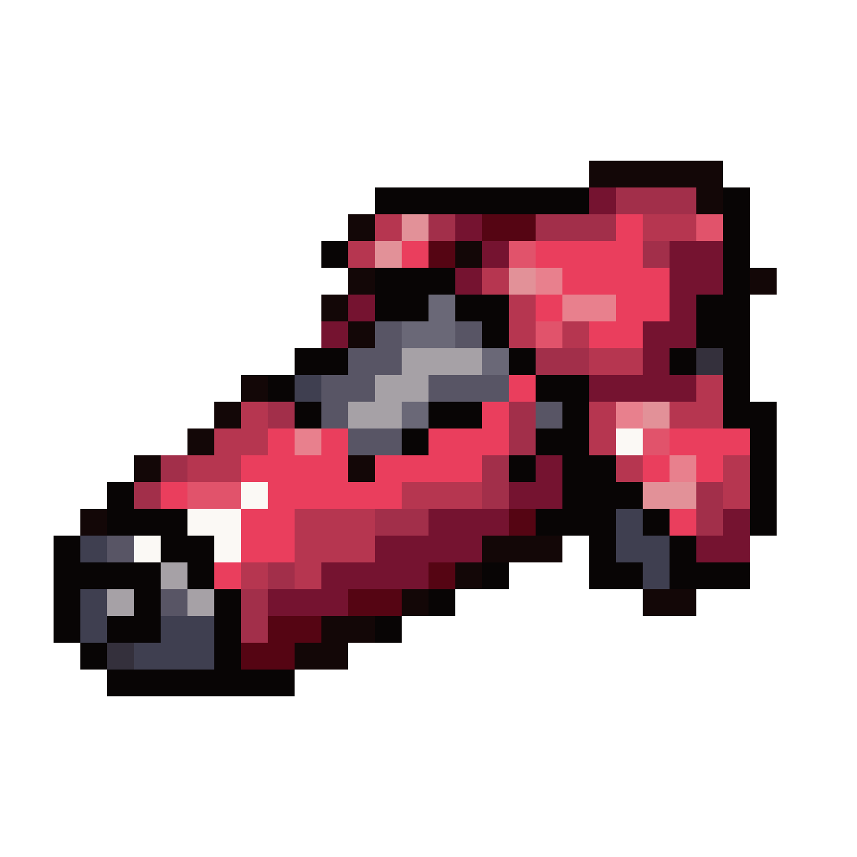 Red Spaceship with Huge Gun pixel art
