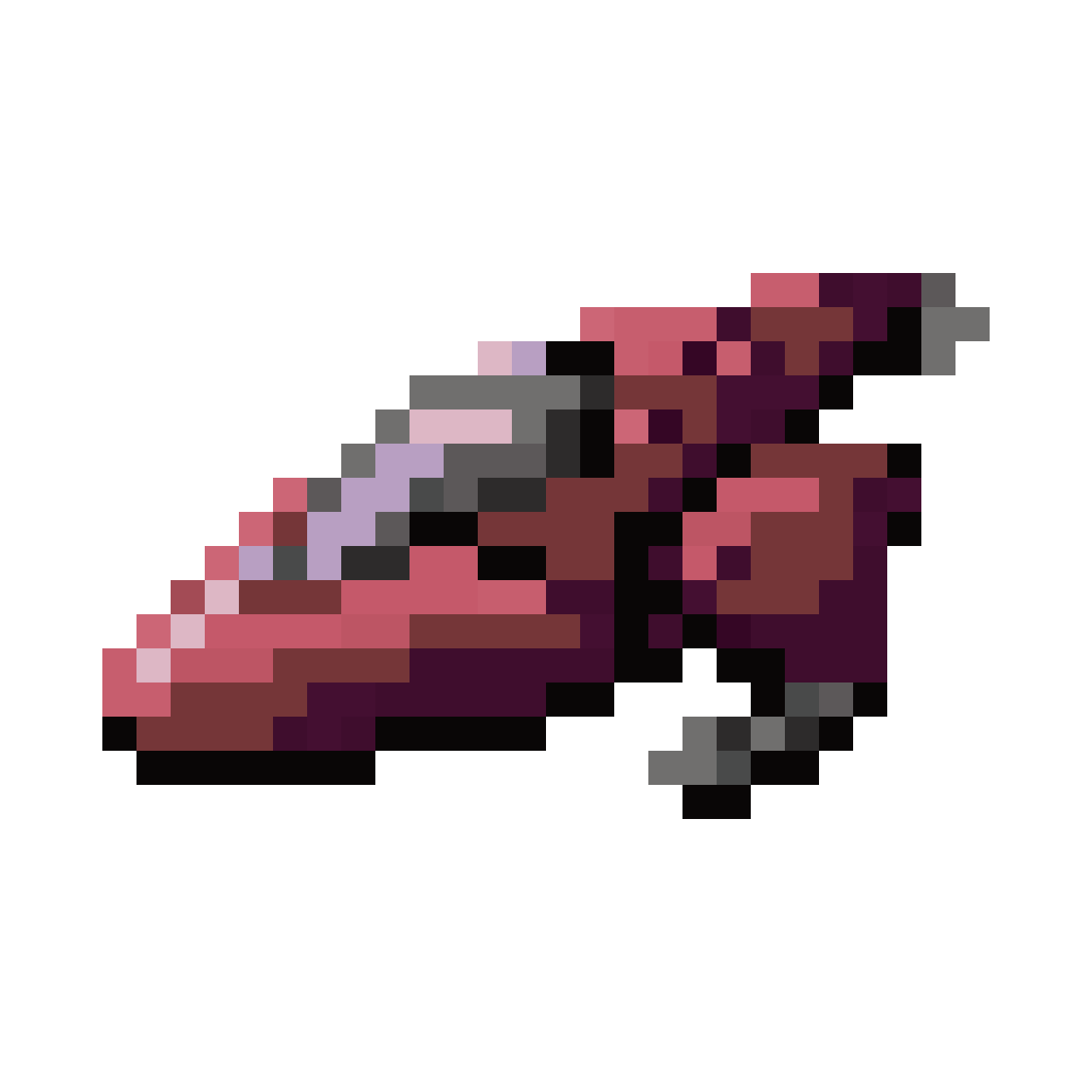 Red Spaceship with Huge Gun pixel art
