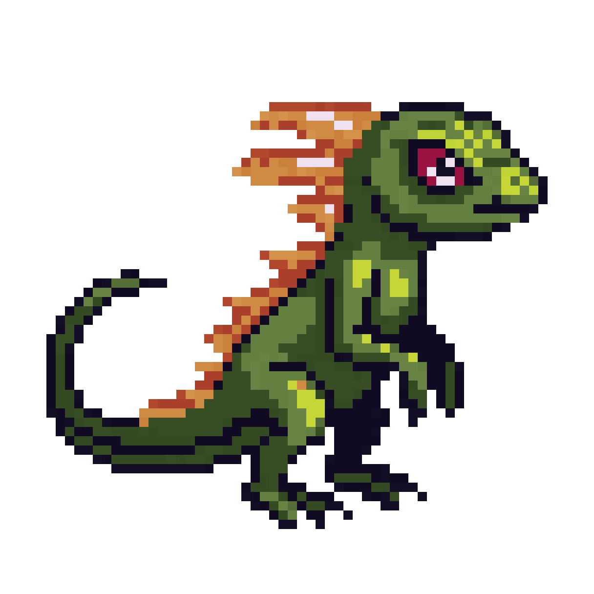Colorful Dark Green Lizard Villain pixel art