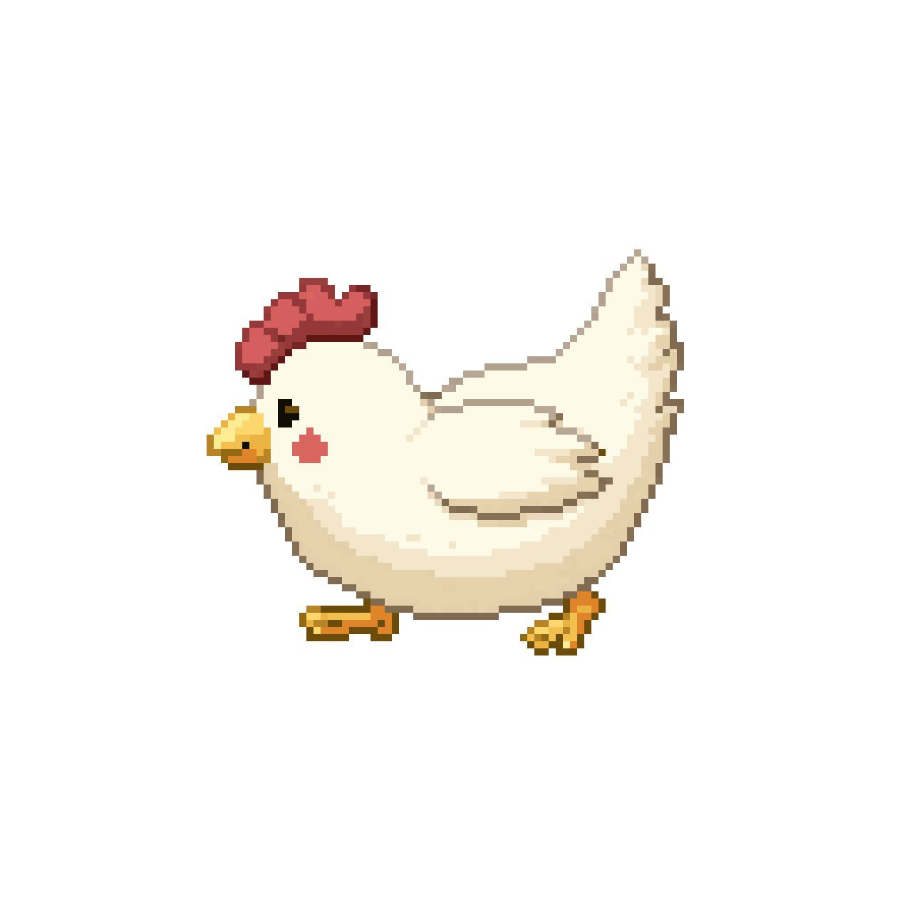 Funny Naive Chicken Character pixel art