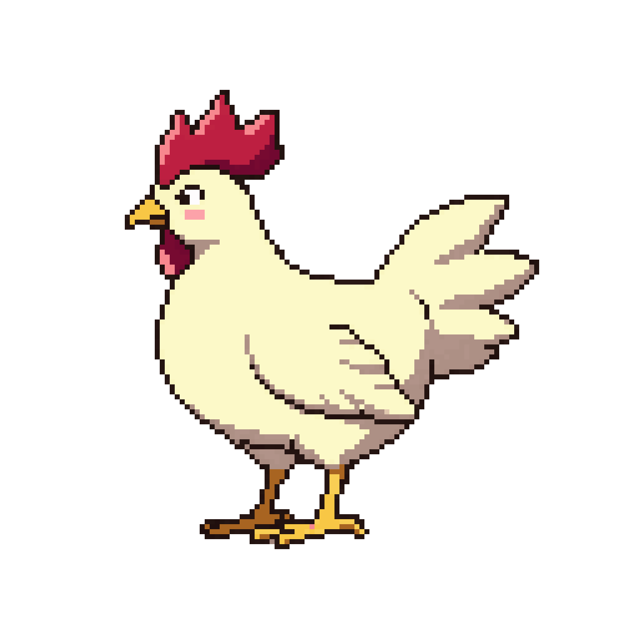 Funny Naive Chicken Character pixel art