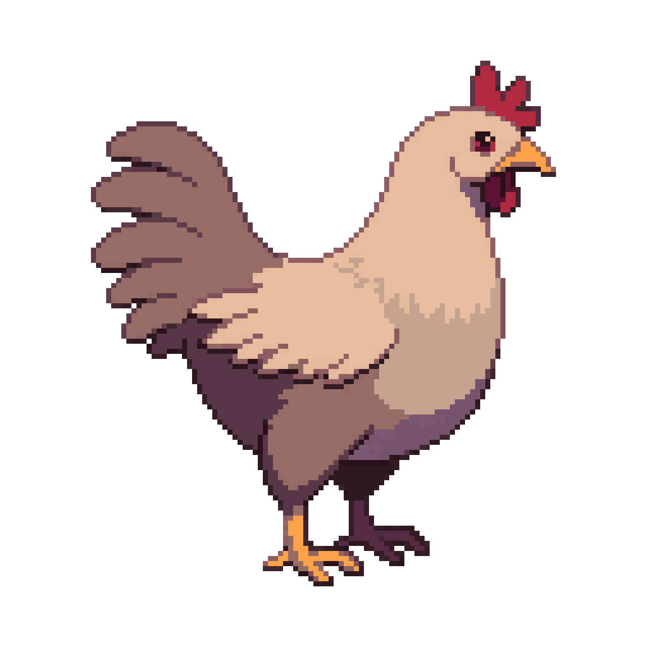 Minimalist Side View Chicken Character pixel art