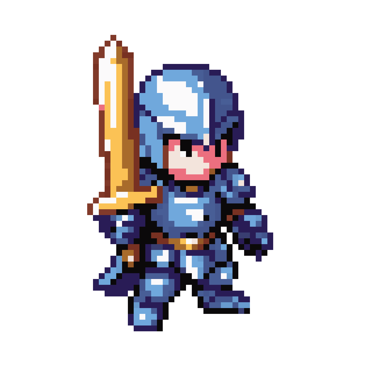 Knight Character in Blue Armor pixel art