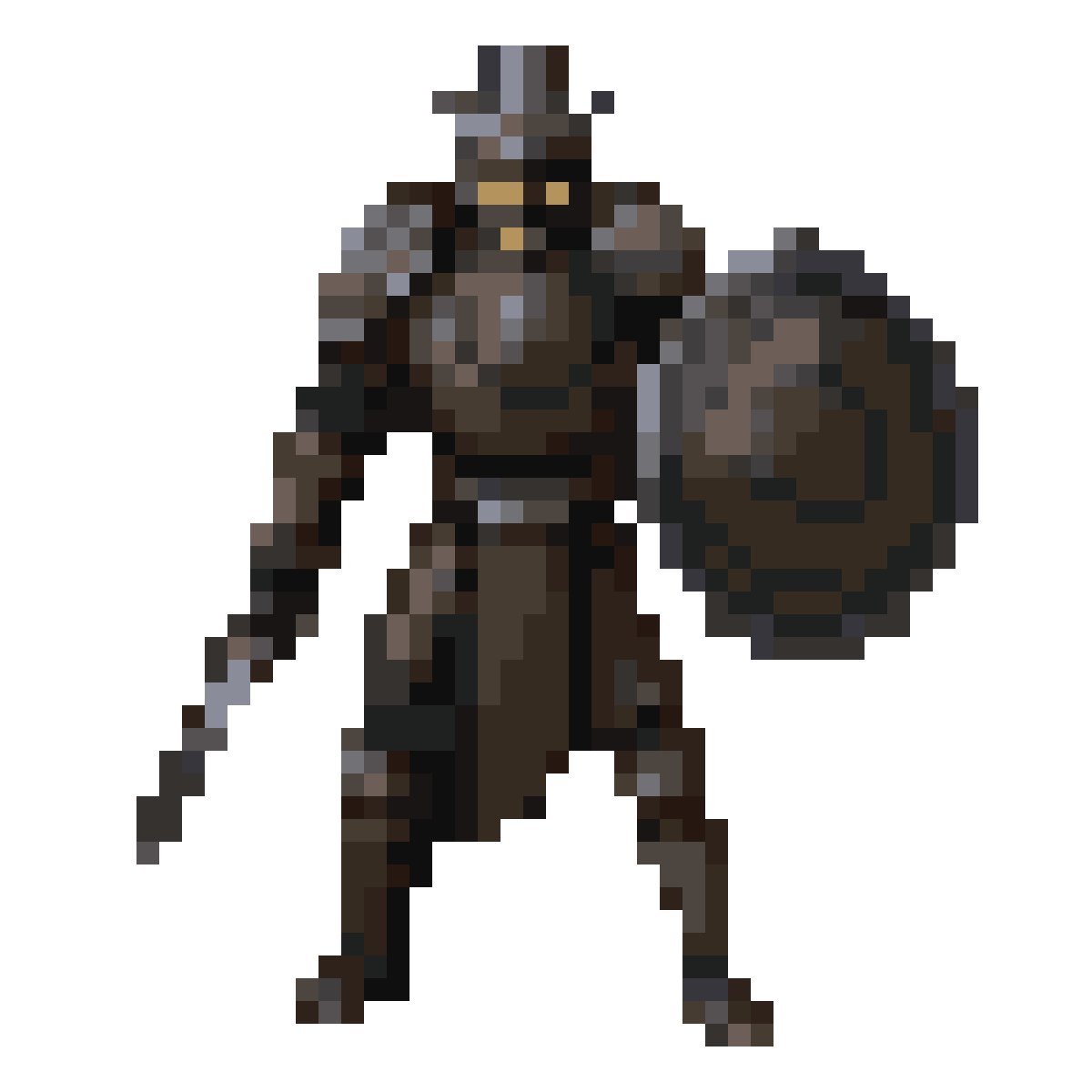 Fantasy RPG Warrior with Sword and Shield pixel art