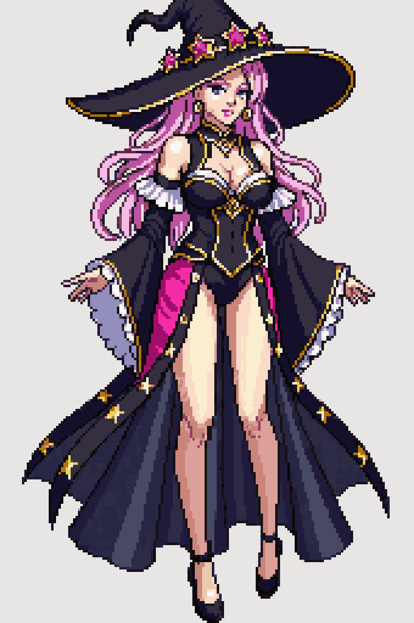 stunning magical girl sorceress pixel art