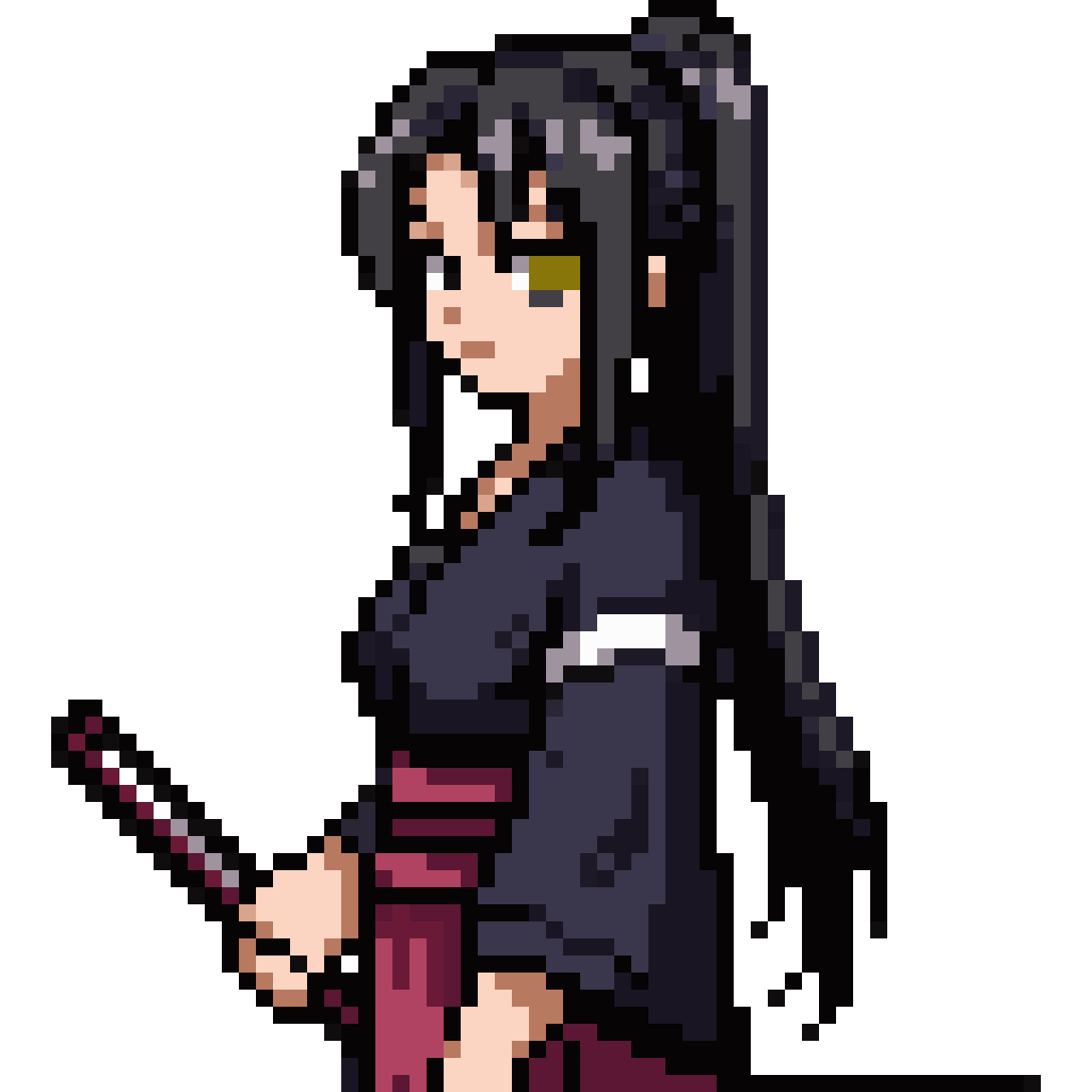 Young Female Samurai with Katana pixel art