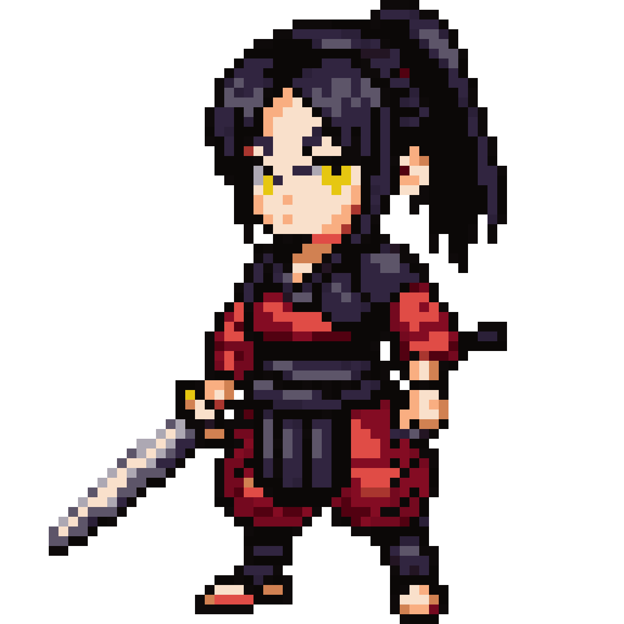 Young Female Samurai with Katana pixel art