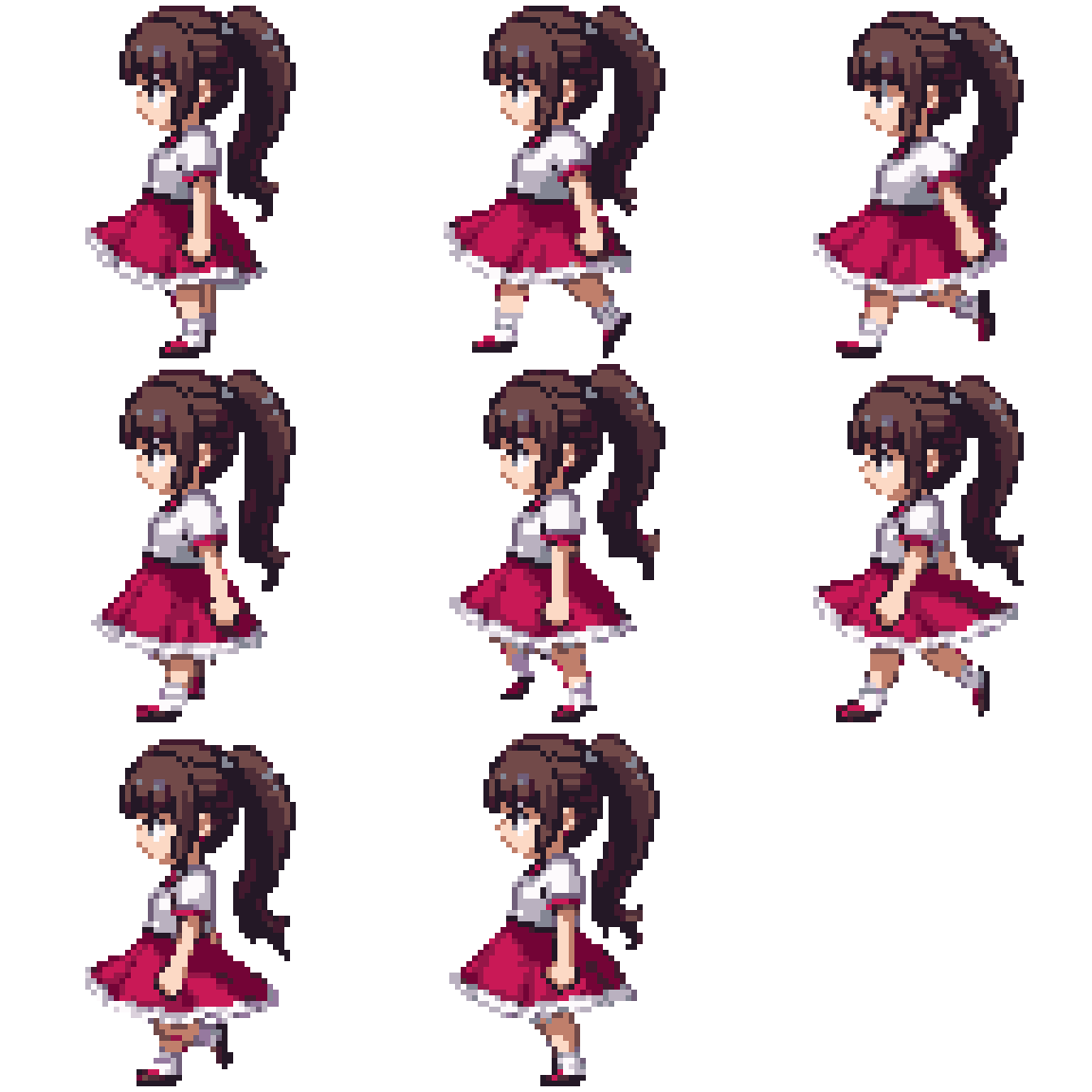 Magical Girl Running Right Running pixel art