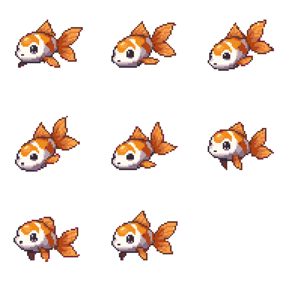 Goldfish With Orange Fins Jumping pixel art