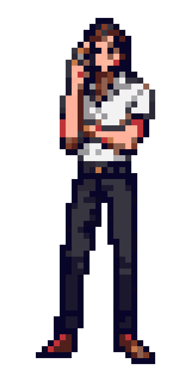 Panicking Character on a Call pixel art
