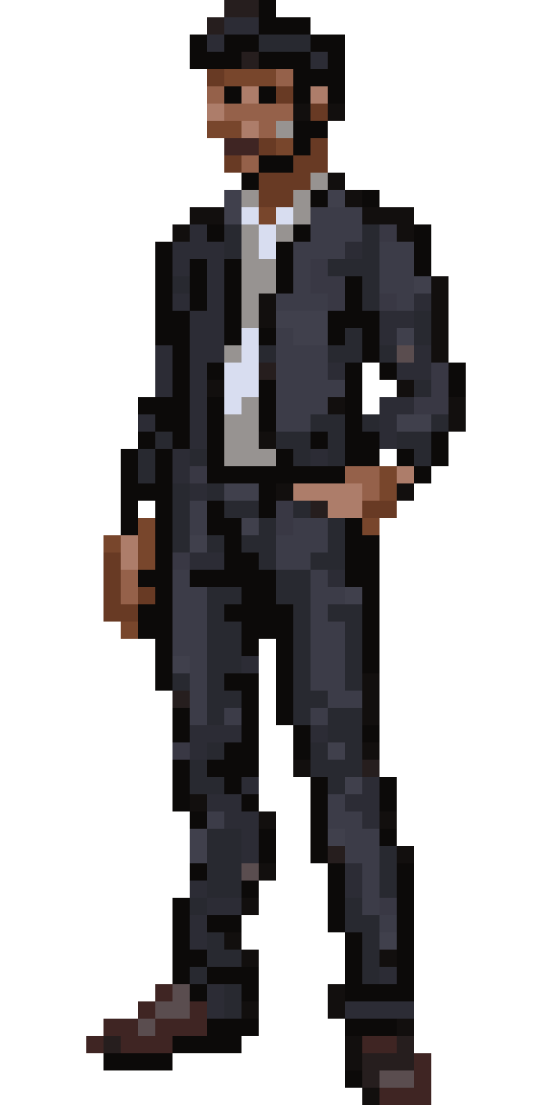 Panicking Character on a Call pixel art