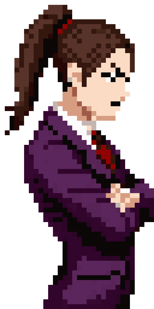 Panicking Character on a Call pixel art