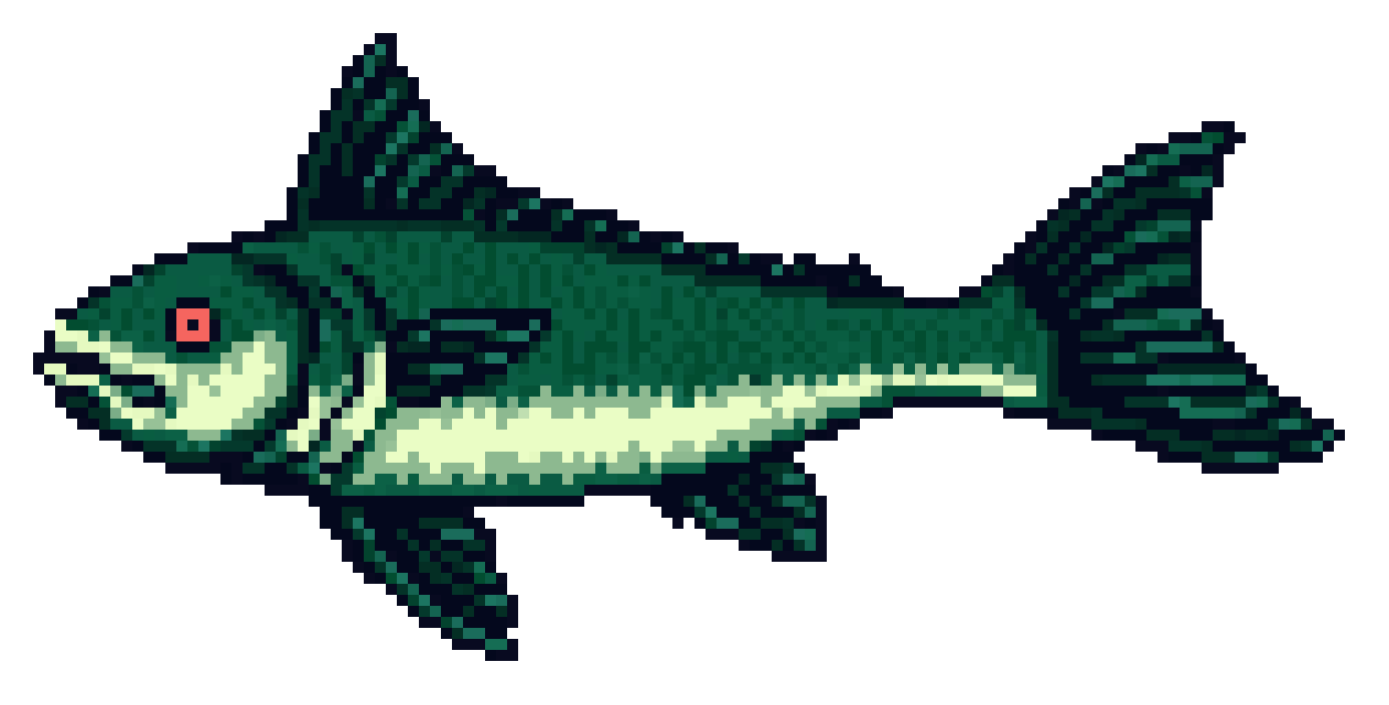 Matrix Logo with Fishing Rod and Fish pixel art