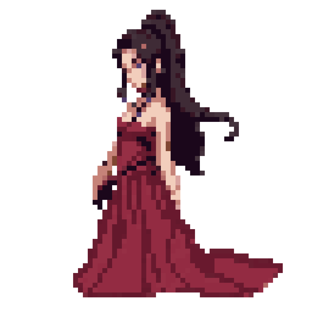 Wuxia Character in Oblique Top-Down View pixel art