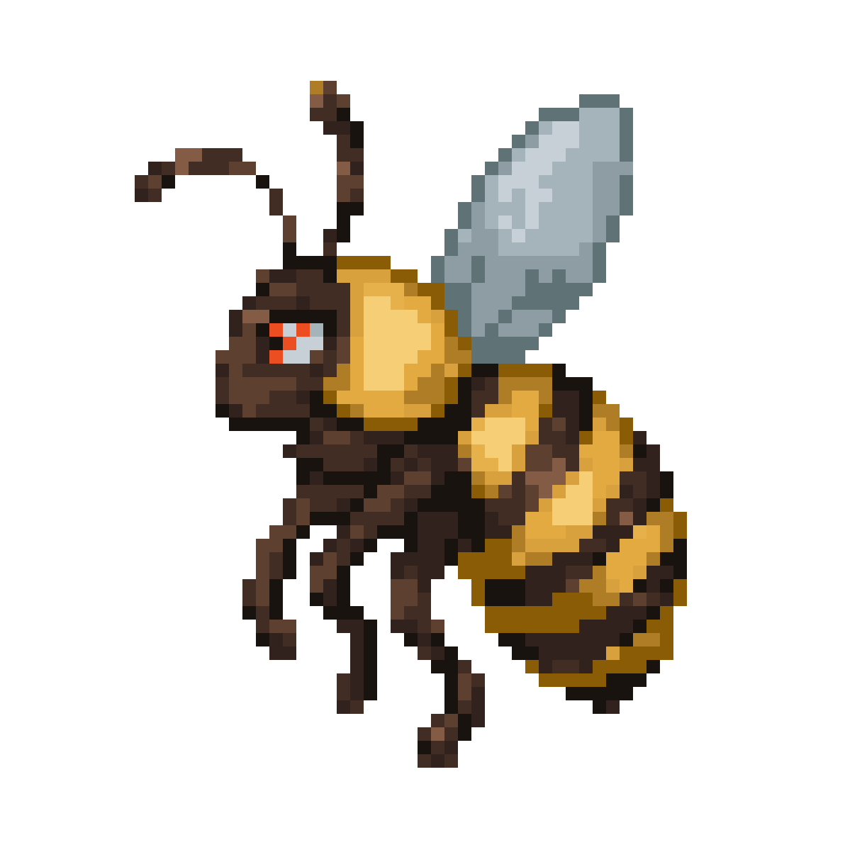Anime Style Bee Battling Princess pixel art