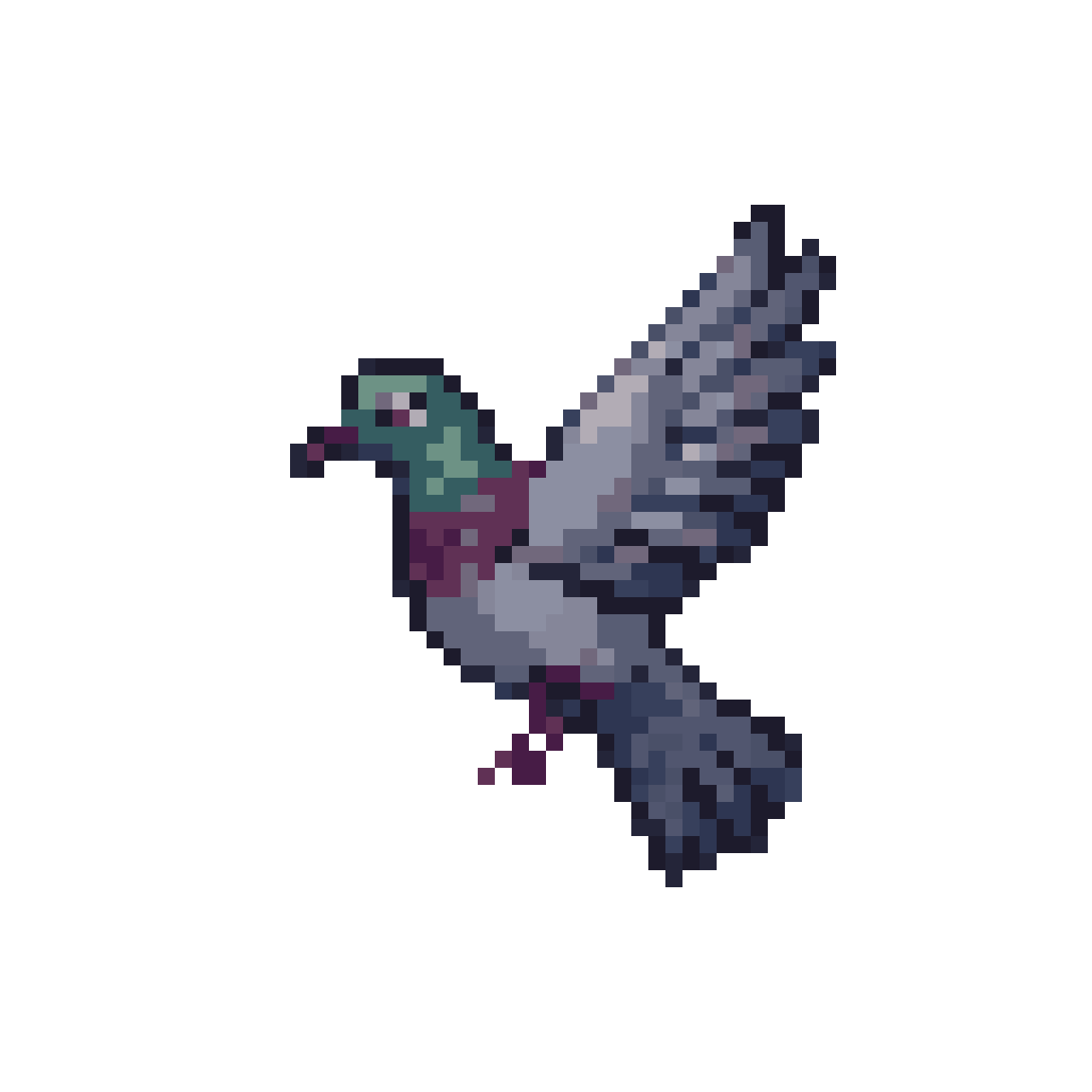 courier pigeon in flight cycle pixel art