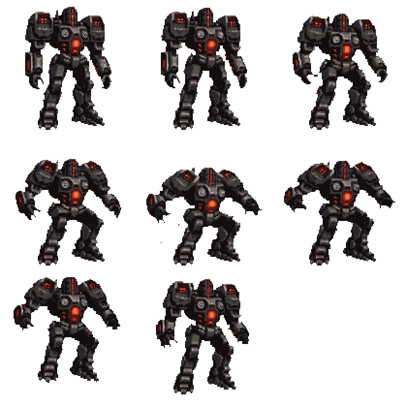 Black Mech Suit Jumping pixel art