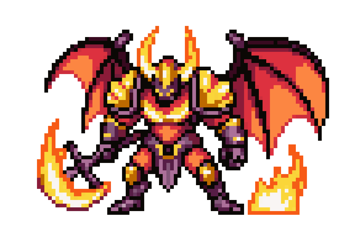 Demon Character Infernus with Axe pixel art