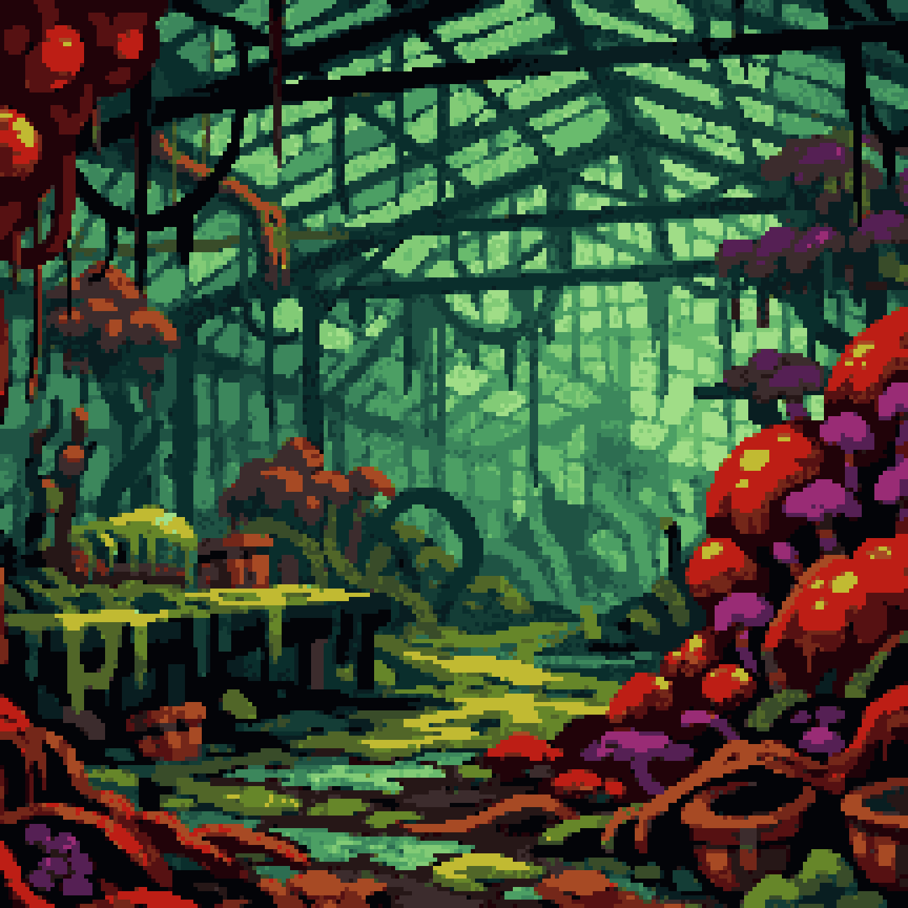 Infected Greenhouse Background pixel art