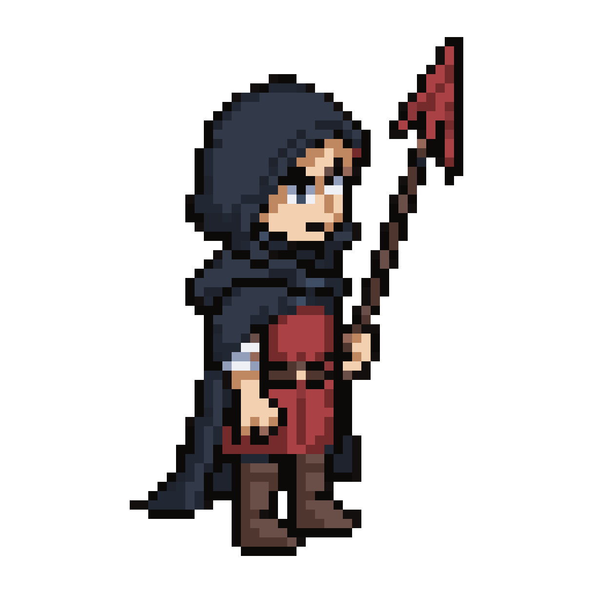 young wizard with hood and cape pixel art