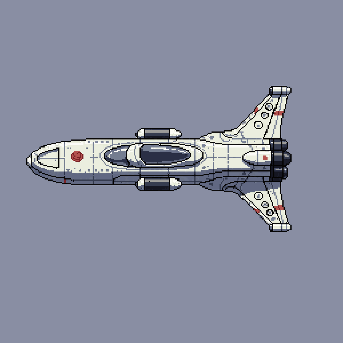 Topdown View Spaceship Pixel Art pixel art