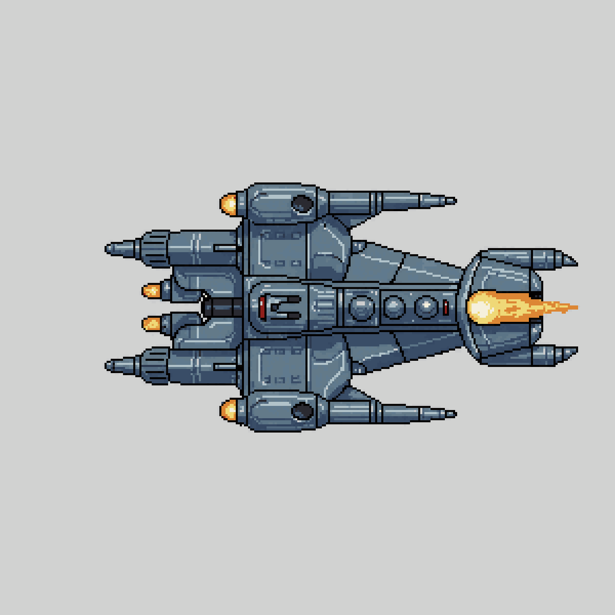 Topdown View Spaceship Pixel Art pixel art
