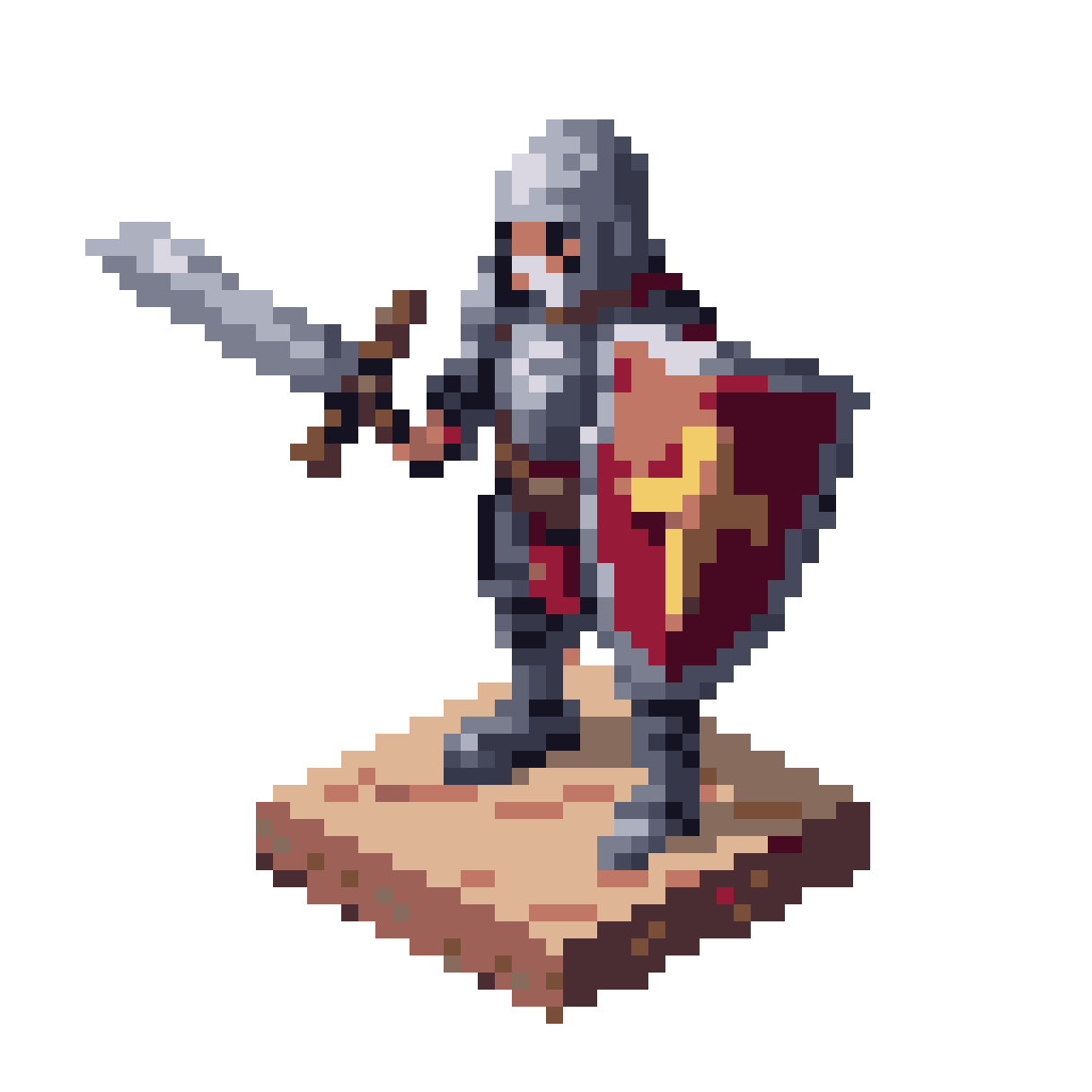 Medieval Knight with Sword and Shield pixel art