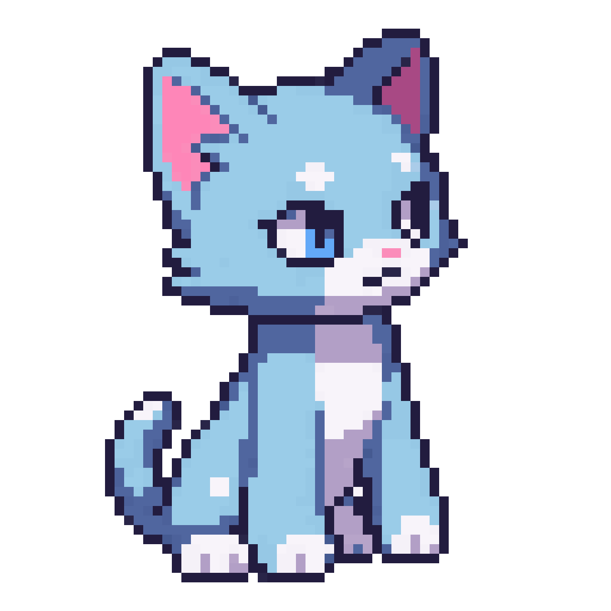 Bipedal Water Cat Elemental pixel art