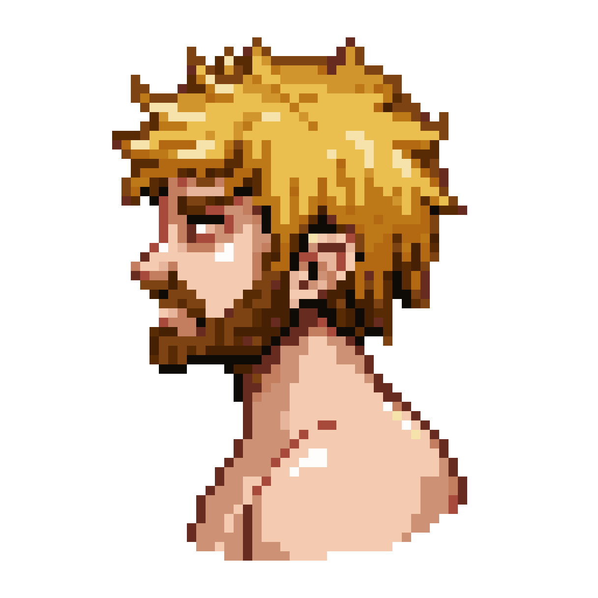 male blond hair bearded angel in loincloth pixel art