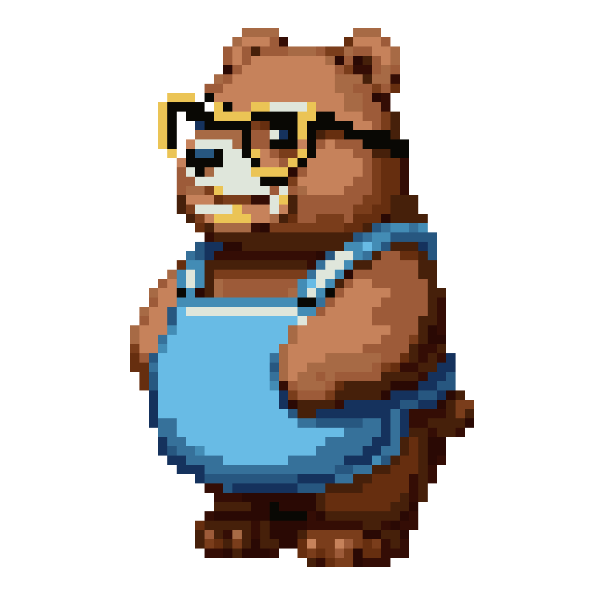 cute chubby brown bear in apron pixel art