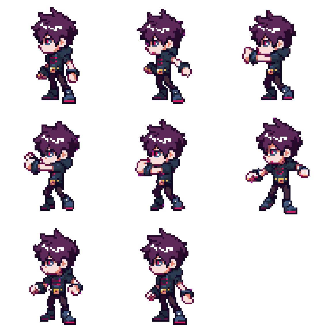 Gothic Beat Em Up Character Attacking pixel art