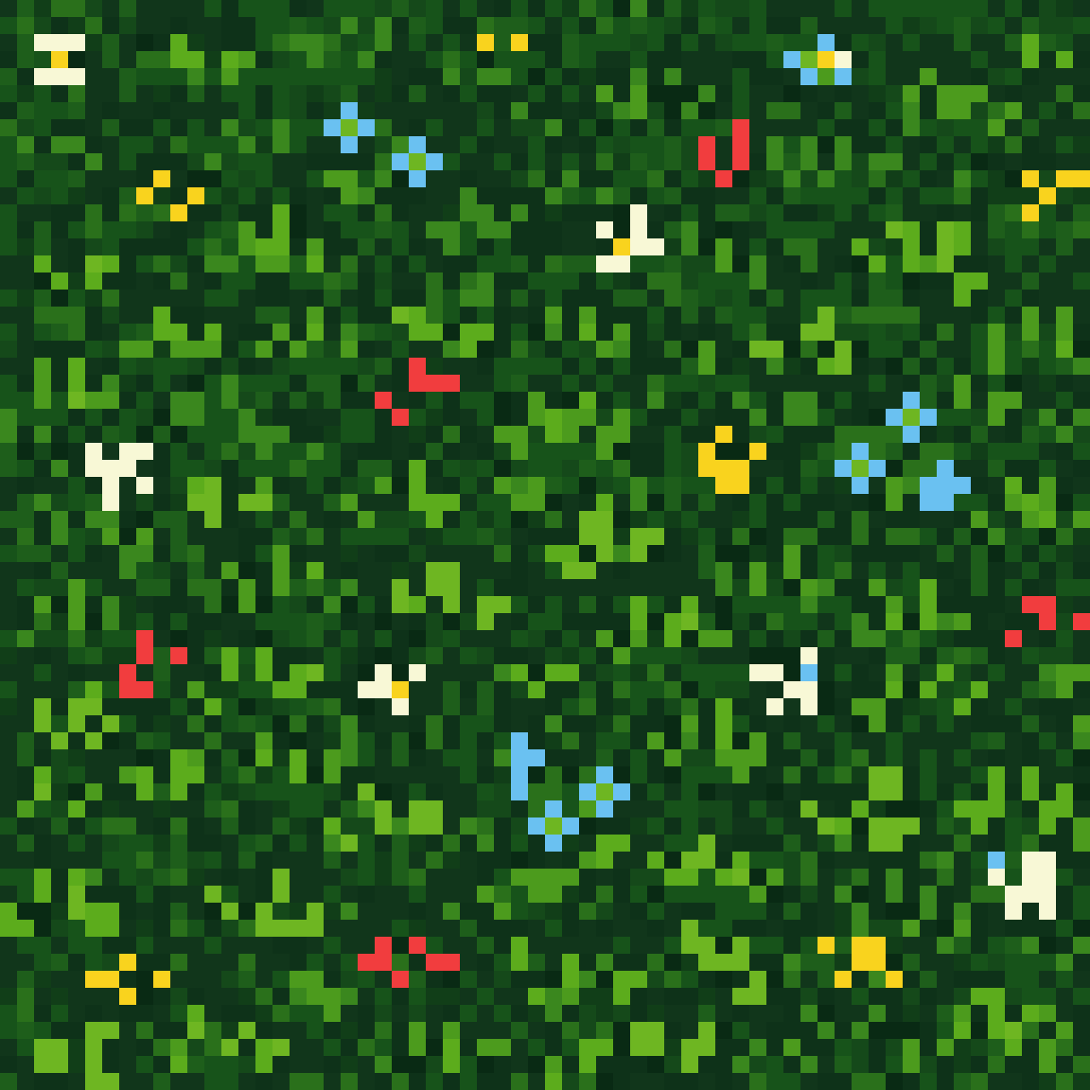 Seamless Grass Tile with Flowers pixel art