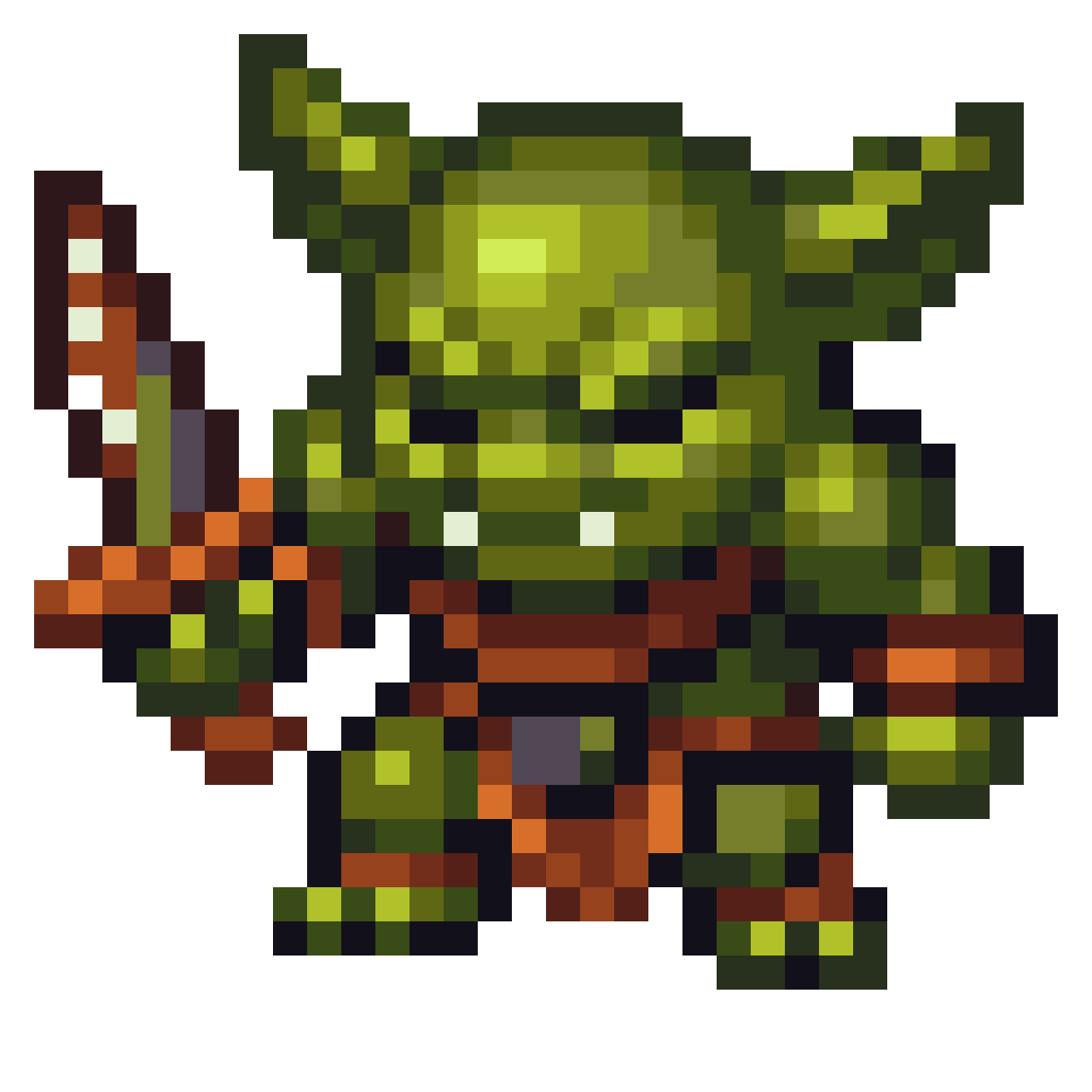 green goblin with rusty dagger pixel art