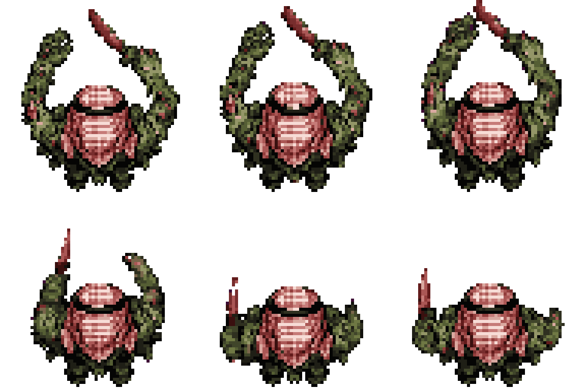 Mutated Creature With Knife Attacking pixel art