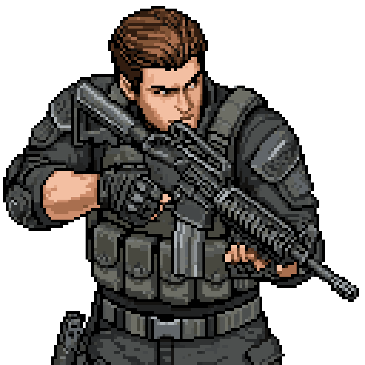 Male Tactical Operator Sprite pixel art