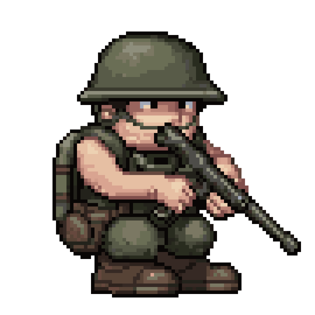Soldier in Helmet Holding Gun pixel art