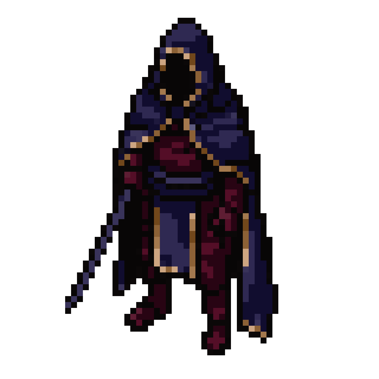 Hooded Mercenary with Sword pixel art